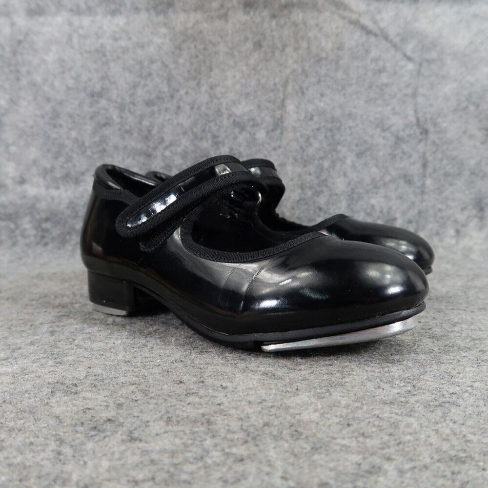 Tap Shoes Girls 12.5 Mary Jane Dance Black Patent Adjustable Strap Classic Kids - Picture 3 of 15